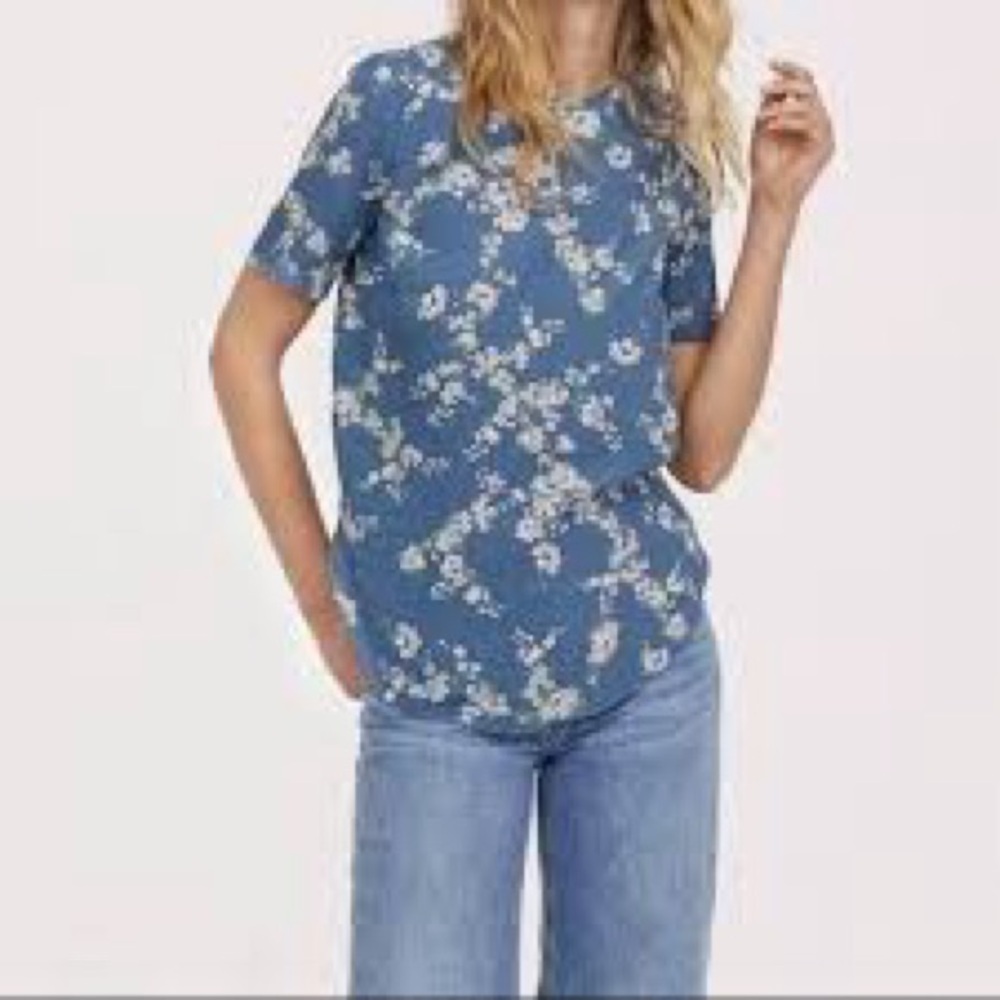 GP & J Baker x H&M Floral Blouse Size 2 Blue Multicolor EUC